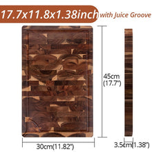 Load image into Gallery viewer, EXTRA LARGE Cutting Board, Rectangle End Grain Butcher Block, Kitchen Chopping Boards, Acacia Wood, 18 x 12 x 1.4 Inch