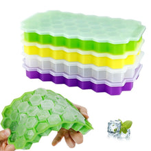 Load image into Gallery viewer, Large Honeycomb Shape 37 Cubes Ice Cube Tray Mold Lid Storage Containers Ice Cube Mould Home Kitchen Summer Drink Cooling Bag B4