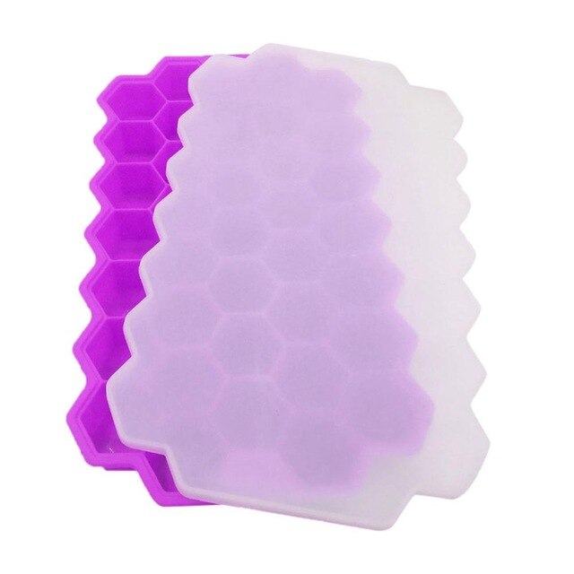 Large Honeycomb Shape 37 Cubes Ice Cube Tray Mold Lid Storage Containers Ice Cube Mould Home Kitchen Summer Drink Cooling Bag B4