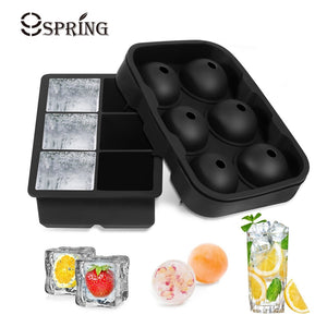 Large Ice Cube Maker Silicone Ice Mold 6 Cell Sphere Ice Ball Mold Square Ice Cube Tray Whiskey Cocktail Party Bar Accessories