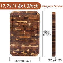 Load image into Gallery viewer, EXTRA LARGE Cutting Board, Rectangle End Grain Butcher Block, Kitchen Chopping Boards, Acacia Wood, 18 x 12 x 1.4 Inch
