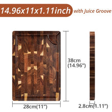 Load image into Gallery viewer, EXTRA LARGE Cutting Board, Rectangle End Grain Butcher Block, Kitchen Chopping Boards, Acacia Wood, 18 x 12 x 1.4 Inch
