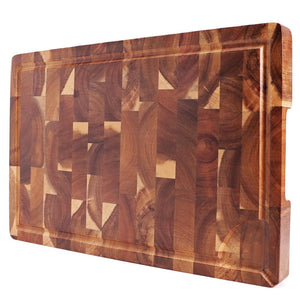 EXTRA LARGE Cutting Board, Rectangle End Grain Butcher Block, Kitchen Chopping Boards, Acacia Wood, 18 x 12 x 1.4 Inch