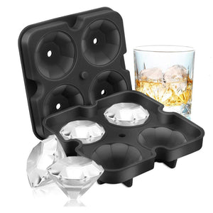 2pcs/set Diamond Ice Cube Tray Reusable Ice Cubes Maker Silicone Ice Cream Molds Form Chocolate Mold Whiskey Party Bar Tools